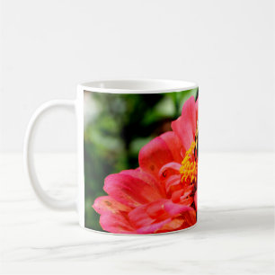 Mug Elégante corail rouge floral mignonne bourdon bee