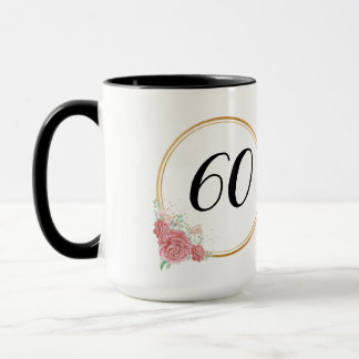 Mug Elégante et moderne aquarelle Florale 60e annivers