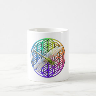 Mug Élégante fleur colorée de vie libellule art