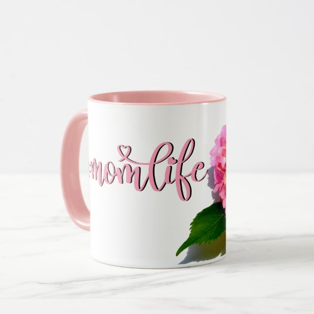 Mug Elégante fleur rose fleurie hydrangée Meilleure ma (Devant gauche)
