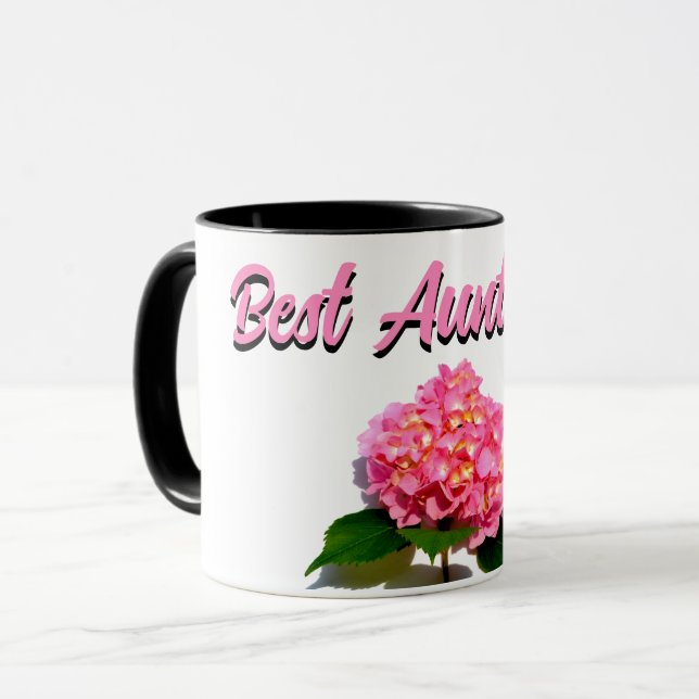 Mug Élégante fleur rose fleurie hydrangée meilleure ta (Devant gauche)
