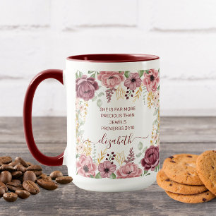 Mug Élégante fleur rose pastel Proverbes 31