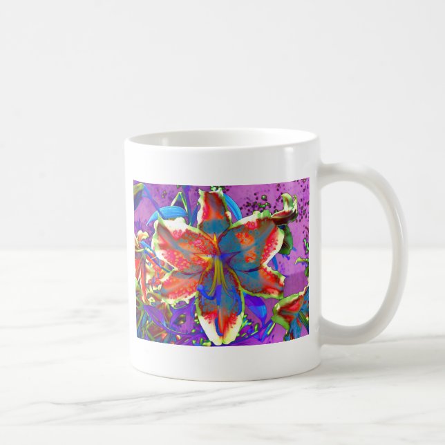 Mug Élégante fleur rouge rétro abstraite (Droite)