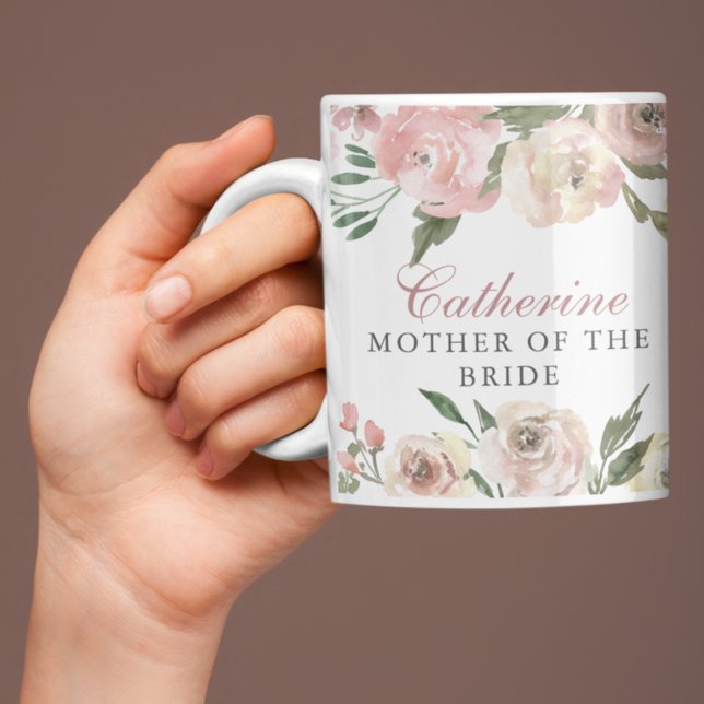 Mug Élégante florale rose coutume mère de la mariée (Créateur téléchargé)
