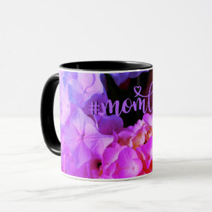 Mug Elégante flore rose chaud violet hydrangée