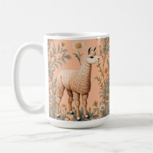 Mug Élégante Lama et Fleurs de marguerite sur la pêche