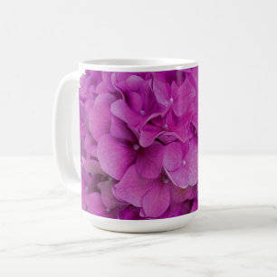 Mug Elégante magenta rose hydrangée florale roses