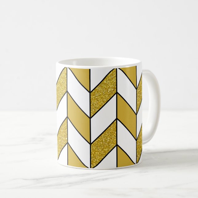 Mug Elégante Parties scintillant or Herringbone Chevro (Devant droit)