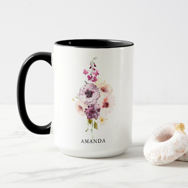 Mug Elégante pâte à café personnalisée - Aquarelle (Avec donut)