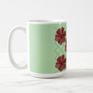 Mug Élégante patte en treillis floral bordeaux et vert