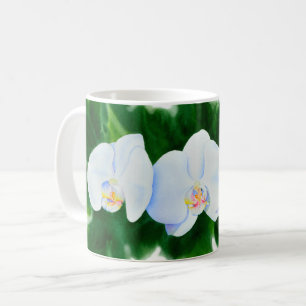 Mug Elégante peinture d'orchidée tropicale blanche