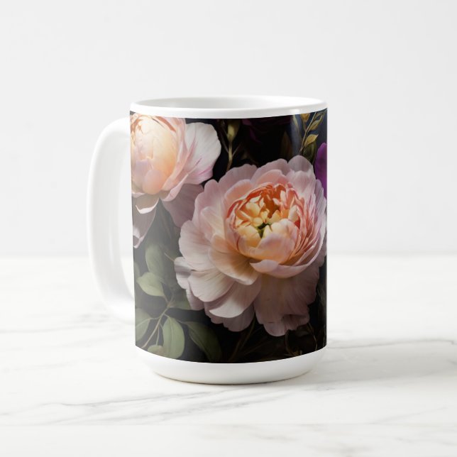 Mug Elégante peinture vintage à fleurs (Devant gauche)