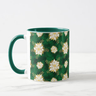 Mug Élégante Poinsettia Fleur vert foncé Noël