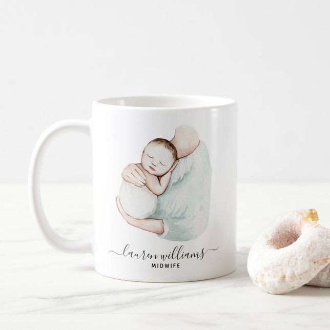 Mug Elégante sage-femme Doula mignonne bébé infirmière (Avec donut)