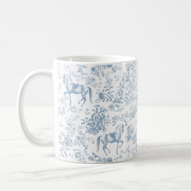 Mug Elégante toile équestre bleue (Gauche)