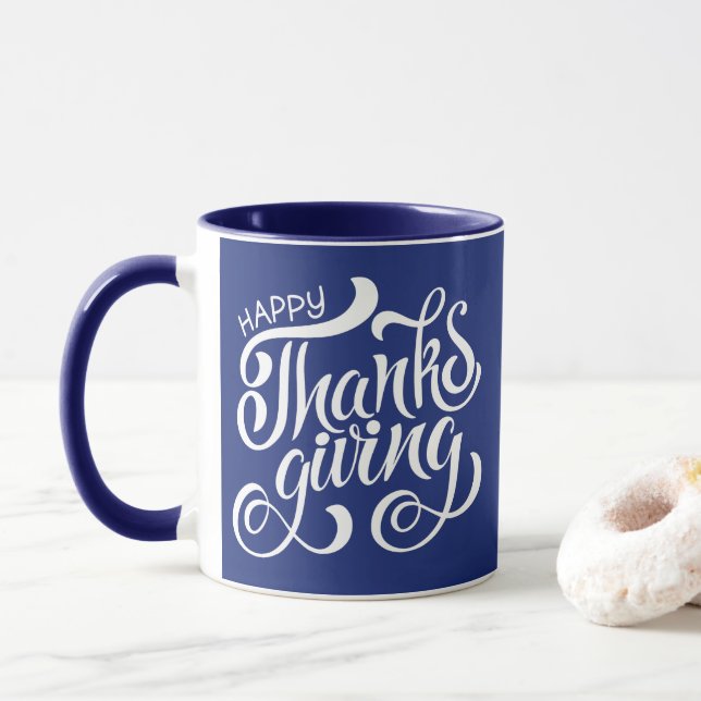 Mug Élégante typographie de Thanksgiving (Avec donut)