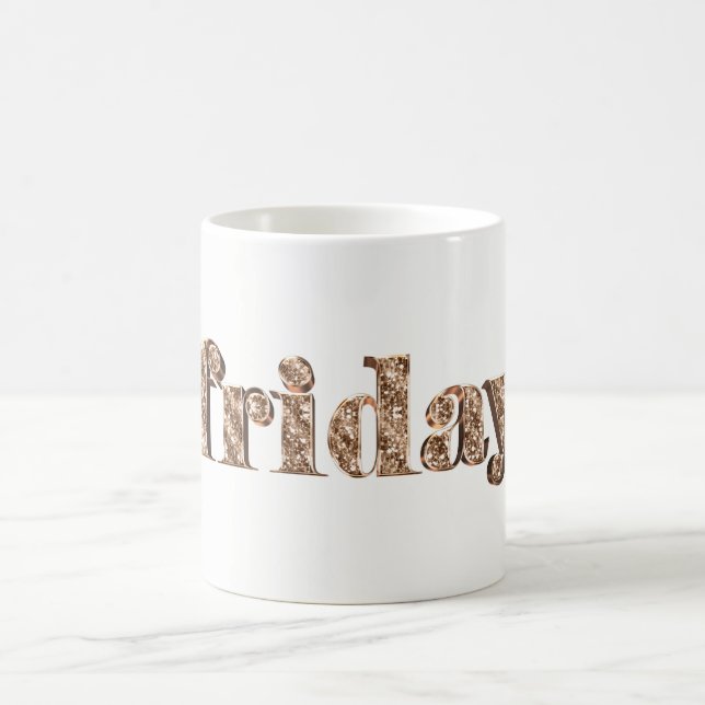 Mug Élégante Typographie d'or Jour de la semaine Vendr (Centre)