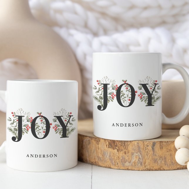 Mug Élégante verdure hivernale JOIE Noël (Créateur téléchargé)