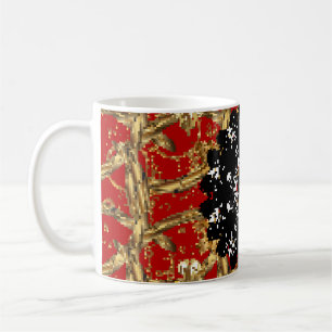 Mug Elément doré sur arrière - plan rouge. Illustratio