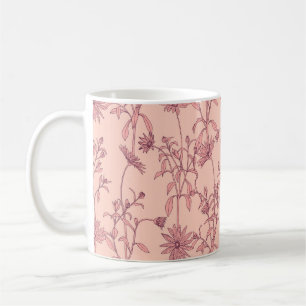 Mug Éléments vintages floraux, arrière - plan sans sou
