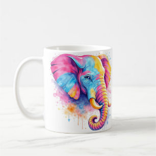Mug Éléphant arc-en-ciel aquarelle coloré