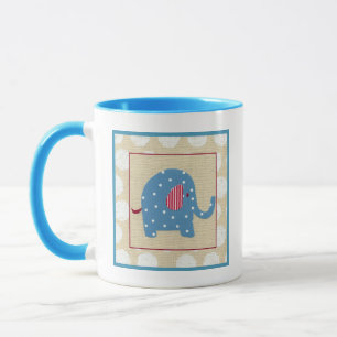 Mug Éléphant bleu avec le pois blanc