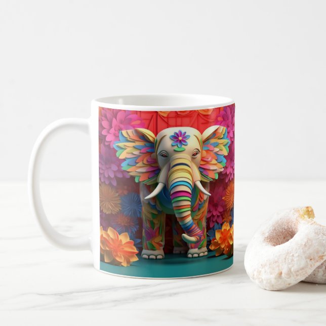 Mug Eléphant coloré imprimé en 3D (Avec donut)