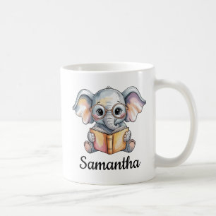 Mug Éléphant de bébé mignon lisant un livre personnali