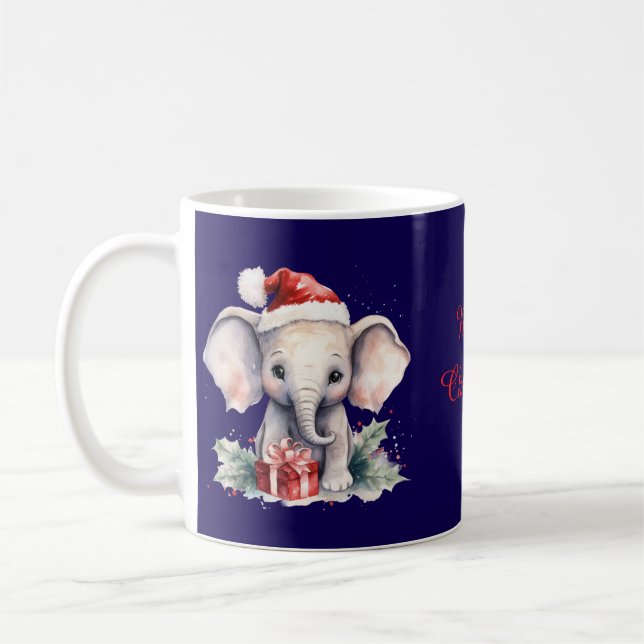 Mug Éléphant de Noël mignon (Gauche)