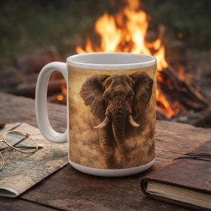 Mug Éléphant en Charge Art de la Puissance de la Fau