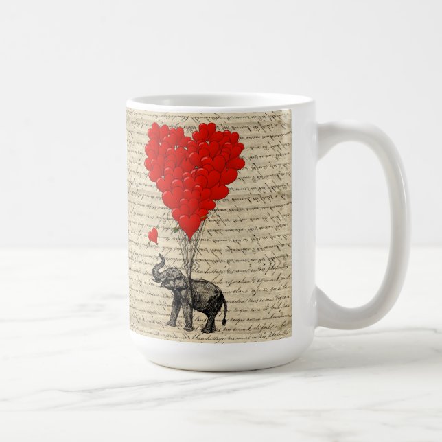 Mug Éléphant et ballons en forme de coeur (Droite)