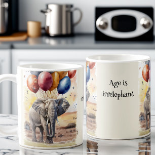 Mug Elephant et ballons Jouer sur des mots Anniversair