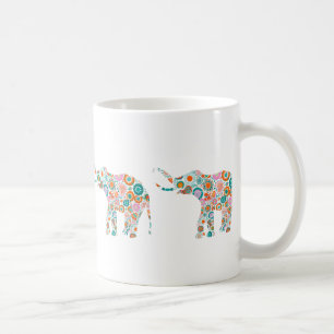 Mug Eléphant floral rétro coloré mignon 5