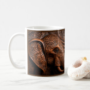 Mug Eléphant imprimé en cuir 3D