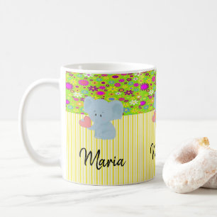 Mug Eléphant Jaune Blancs