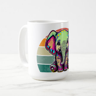 Mug Eléphant mignon assis illustration numérique