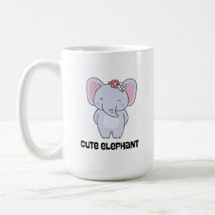 Mug Eléphant mignon avec bandeau de fleurs