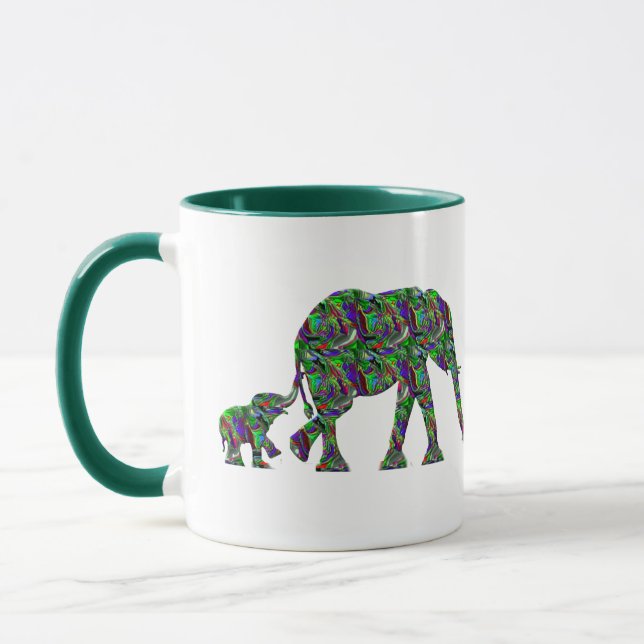 Mug Eléphant mignon et bébé Eléphant Conception de caf (Gauche)