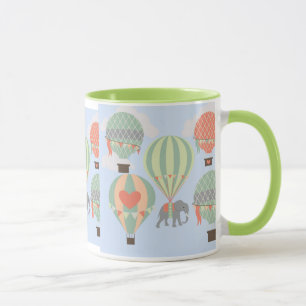 Mug Eléphant mignon Riding Ballons à air chaud se leva