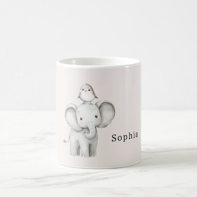 Mug Éléphant Oiseau Mignon   (Centre)