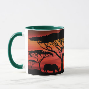 Mug Elephant, rhinocéros et girafe dans le Serengeti