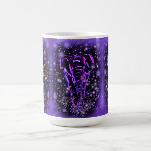 Mug Eléphant Rose Violet Magique Marchant À La Nuit ét