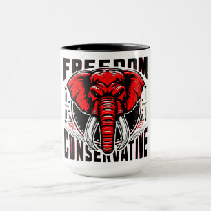 Mug Eléphant rouge   Faith Family Freedom Conservatric