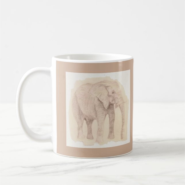 Mug Elephant Sketch Art (Gauche)