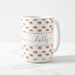 Mug Eléphants dorés noirs pour papa Ringer 15oz