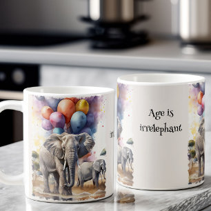Mug Eléphants et ballons Amusants Âge drôle Plaisanter
