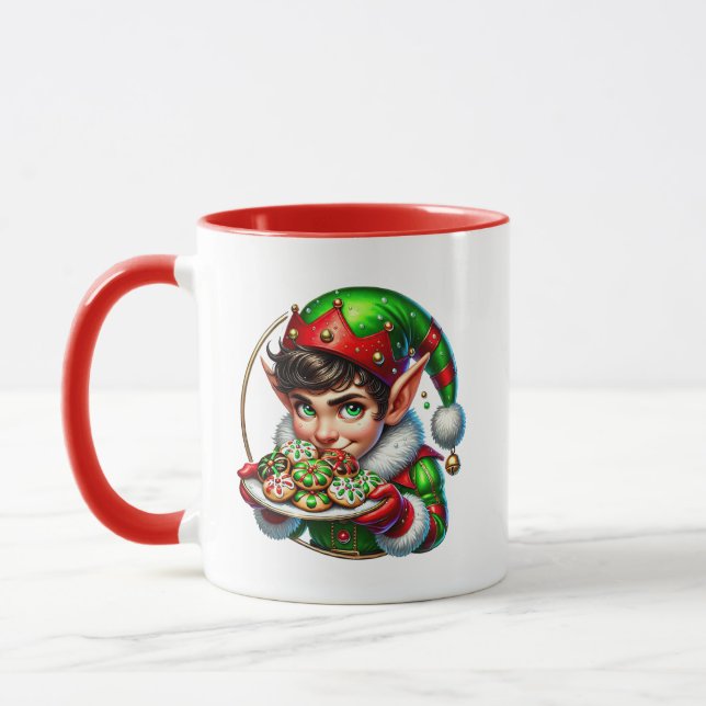 Mug Elfe de Noël festif ajouter monogramme (Gauche)