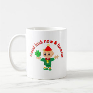 Mug Elfe vert mou tenant un shamrock