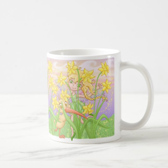 Mug Elfleda et kiwi dans les jonquilles (Droite)