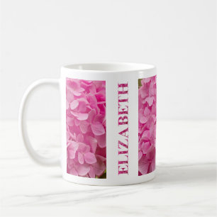 Mug "Elizabeth" Pink Spring Hydrangea Floral Lettres